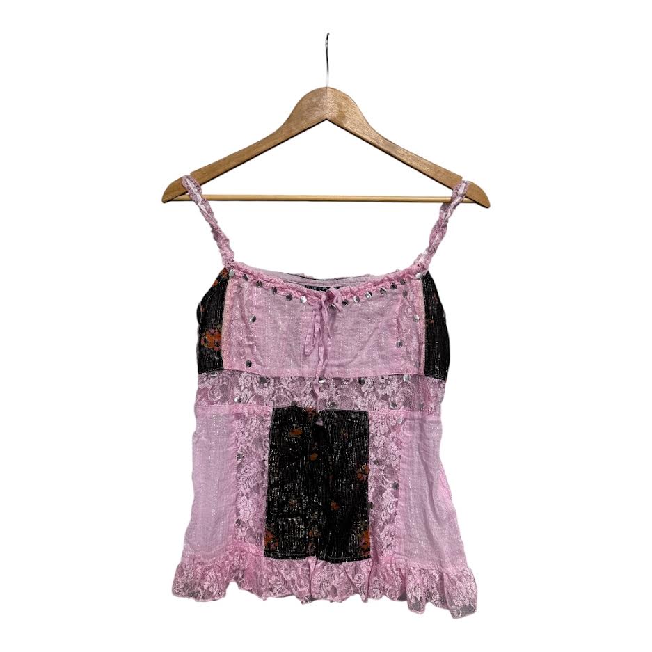 Y2K Patchwork Lace Cami Top