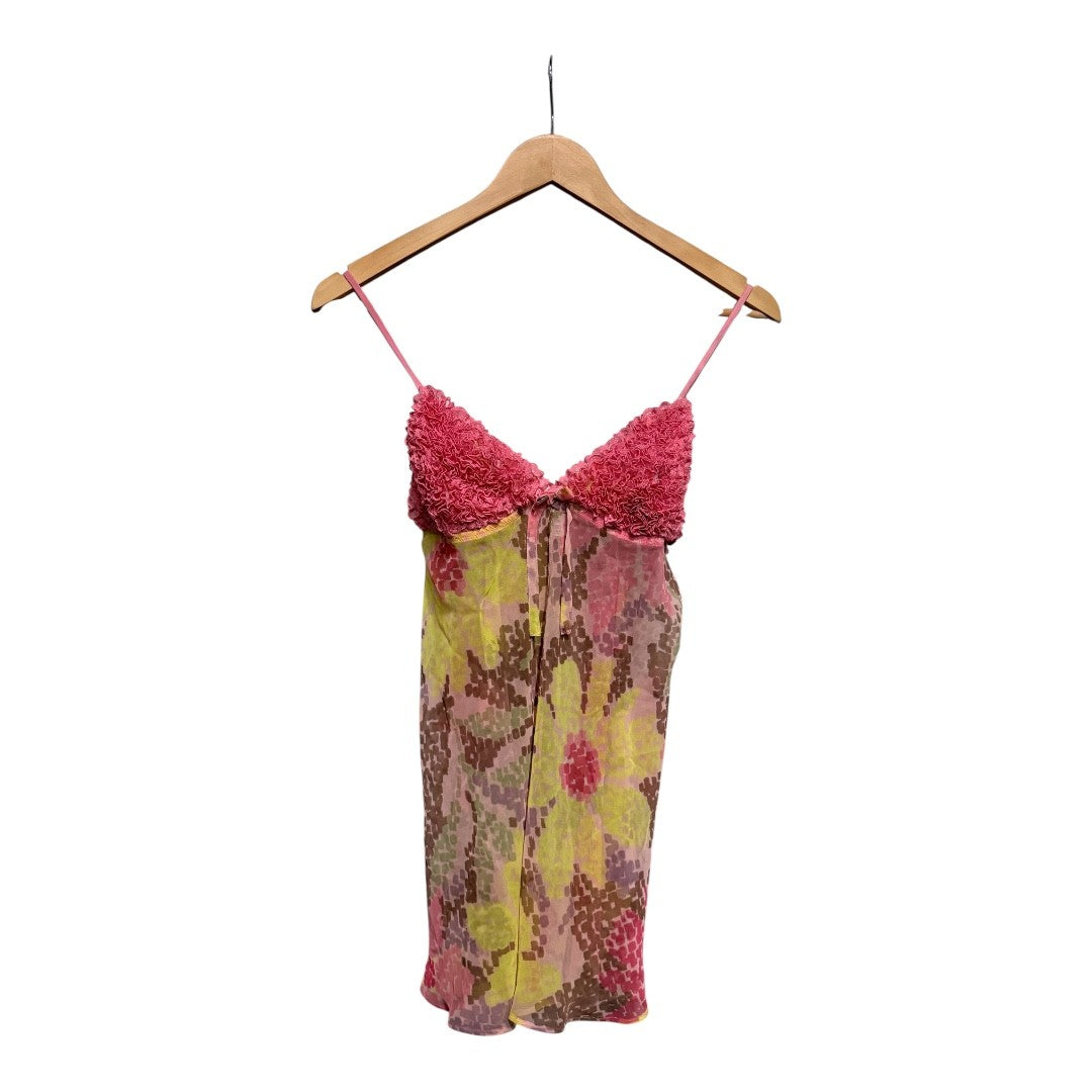 Pink Fuzzy Floral Slip Top