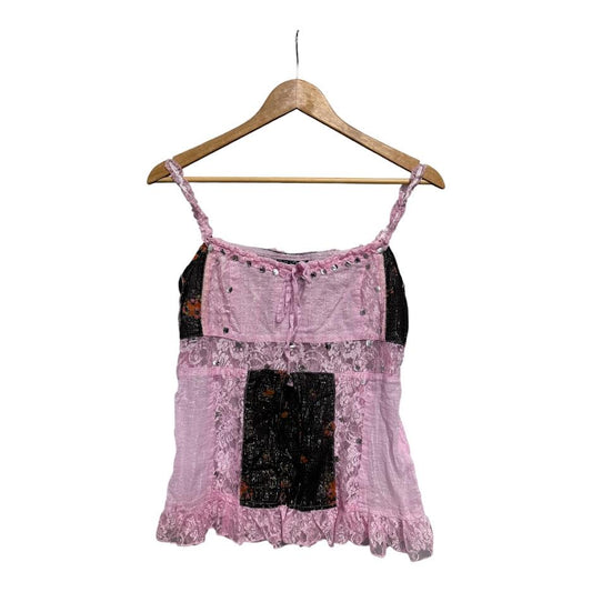 Y2K Patchwork Lace Cami Top