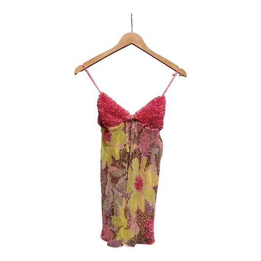 Pink Fuzzy Floral Slip Top